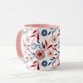 Pinke Blumen Tasse (Vorderseite Links)