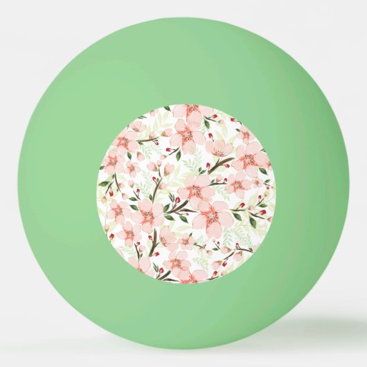 Pinke Blumen Tischtennisball (Rückseite)