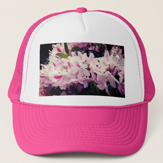 Pinke Blumen Truckerkappe (Vorderseite)