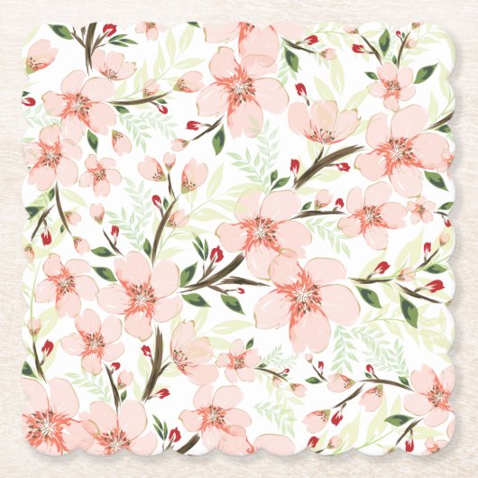 Pinke Blumen Untersetzer (Vorderseite)