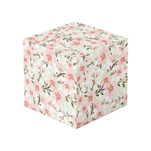 Pinke Blumen Würfel (Vorderseite Schrägansicht)