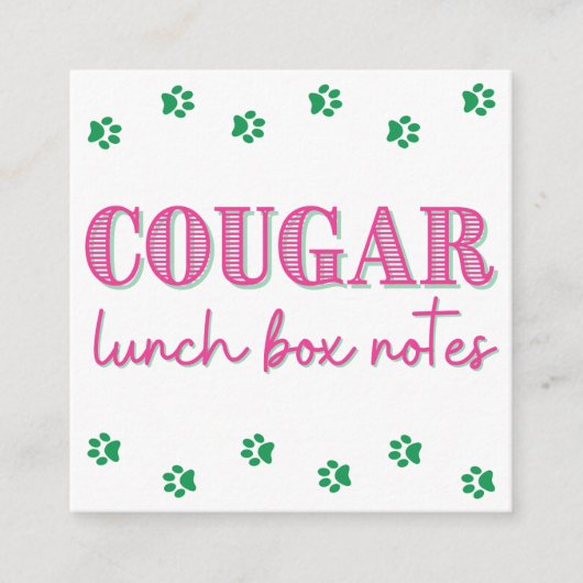 Pinke Cougar Print Name Lunch Notizen (Vorderseite)
