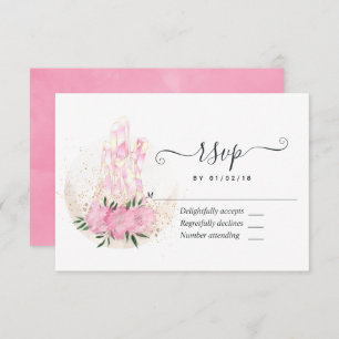 Pinke geometrische Aquarellkristalle RSVP Karte