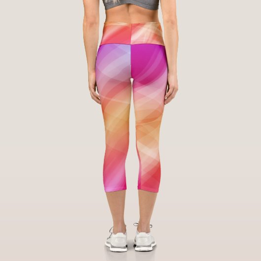 Pinke geometrische Capri-Leggings - Abstrakt moder Capri Leggings (Rückseite)