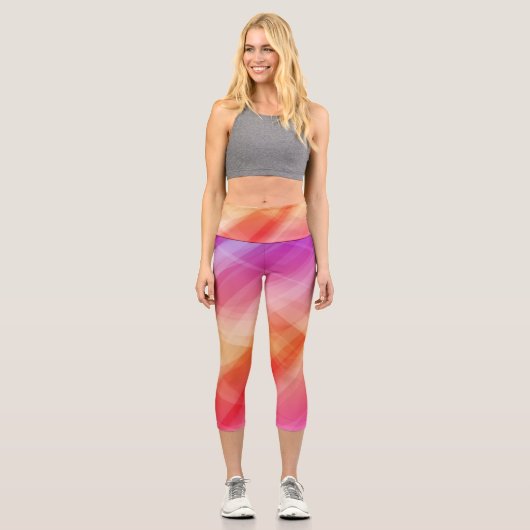 Pinke geometrische Capri-Leggings - Abstrakt moder Capri Leggings (Vorderseite)