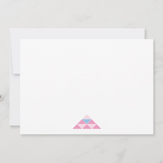 Pinke geometrische Dreiecke Hochzeitsessen Probe Einladung (Rückseite)