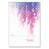 Pinke geometrische Dreiecke Hochzeitsgefaltete Pla Tischnummer (Vorderseite)