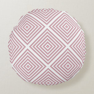 Pinke geometrische Quadrate Rundes Kissen