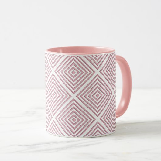Pinke geometrische Quadrate Tasse (VorderseiteRechts)