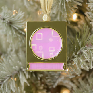 Pinke geometrische Streifen Banner-Ornament Gold