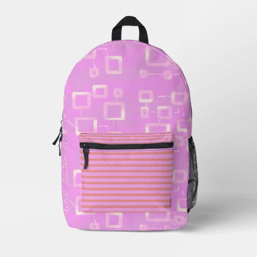 Pinke geometrische Streifen Bedruckter Rucksack (Vorderseite)