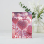 Pinke Herz Cake Pops Valentinstag Postkarte (Stehend Vorderseite)