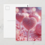 Pinke Herz Cake Pops Valentinstag Postkarte (Vorne/Hinten)