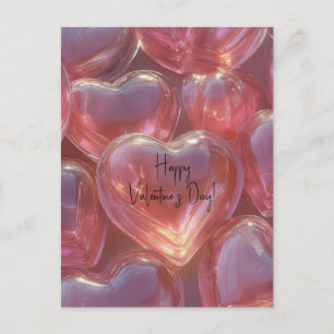 Pinke Herzen aus Glas Valentinstag Postkarte