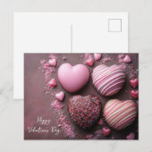 Pinke Herzen aus Schokolade Valentinstag Postkarte (Vorne/Hinten)