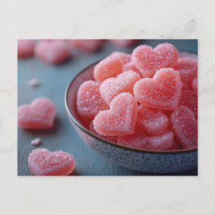 Pinke Herzen aus Zucker Valentinstag Postkarte