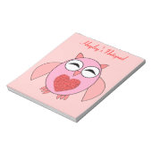 Pinke Liebe Heart Owl Anpassbare Notepad Notizblock (Rotiert)