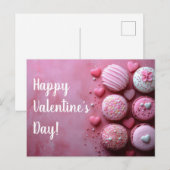 Pinke Macarones mit Herzen Valentinstag Postkarte (Vorne/Hinten)