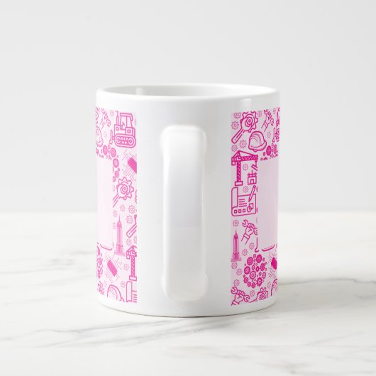 Pinke, mädchenhaft, moderner Architectural Bluepri Jumbo-Tasse (Rückseite)