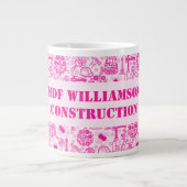 Pinke, mädchenhaft, moderner Architectural Bluepri Jumbo-Tasse (Vorderseite)