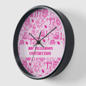 Pinke, mädchenhaft, moderner Architectural Bluepri Uhr (Winkel)