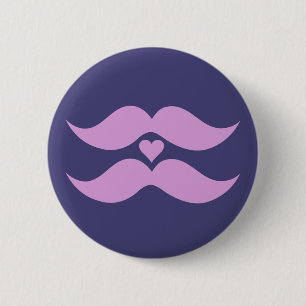 Pinke Mustaches benutzerdefinierte Taste Button