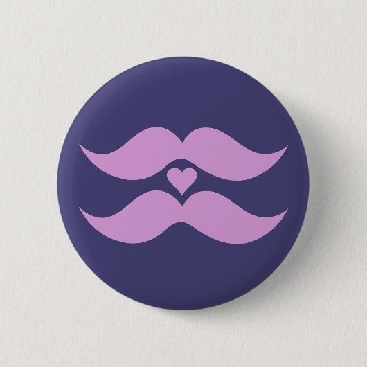 Pinke Mustaches benutzerdefinierte Taste Button (Vorderseite)