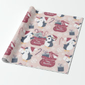 Pinke Pinguine  Geschenkpapier (Ungerollt)