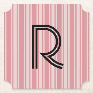 Pinke Streifen und Monogramm Untersetzer aus Papie
