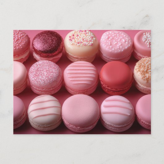Pinke süße Macarones Valentinstag Postkarte (Vorderseite)