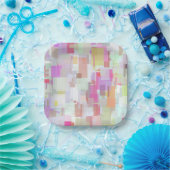 Pinke und blaue geometrische Abstraktion Pappteller (Party)