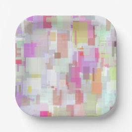 Pinke und blaue geometrische Abstraktion Pappteller