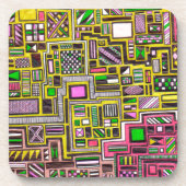 Pinke und gelbe geometrische Formen Pop Art Punk Getränkeuntersetzer (Vorderseite)