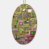 Pinke und gelbe geometrische Formen Pop Art Punk Keramikornament (Links)