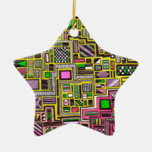 Pinke und gelbe geometrische Formen Pop Art Punk Keramikornament