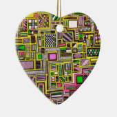 Pinke und gelbe geometrische Formen Pop Art Punk Keramikornament (Rechts)