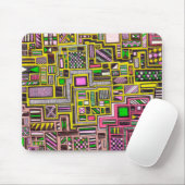 Pinke und gelbe geometrische Formen Pop Art Punk Mousepad (Mit Mouse)