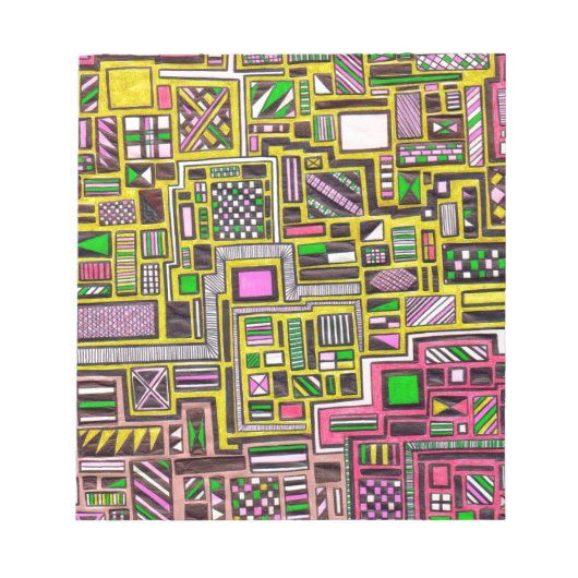 Pinke und gelbe geometrische Formen Pop Art Punk Notizblock (Vorderseite)