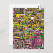Pinke und gelbe geometrische Formen Pop Art Punk Postkarte (Vorne/Hinten)