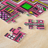 Pinke und gelbe geometrische Formen Pop Art Punk Puzzle (Seite)