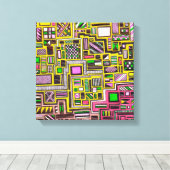 Pinke und gelbe geometrische Pop Leinwanddruck (Insitu (Holzboden))
