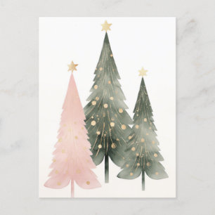 Pinke und grüne Weihnachtsbäume Postkarte