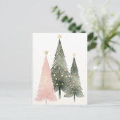 Pinke und grüne Weihnachtsbäume Postkarte (Stehend Vorderseite)