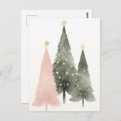 Pinke und grüne Weihnachtsbäume Postkarte (Vorne/Hinten)