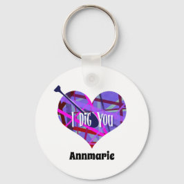 Pinke und Lila geometrische Linien Herzform Schlüsselanhänger