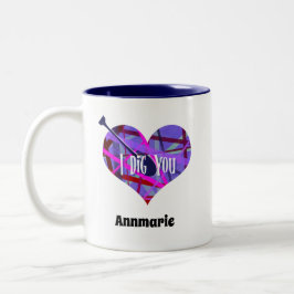 Pinke und Lila geometrische Linien Herzform Zweifarbige Tasse