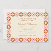 Pinke und rostmittelgroße Mod Geometric Chic Babyd Einladung (Vorderseite)
