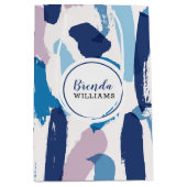 Pinke, weiß und blau, Pinselstriche Mittlere Geschenktüte (Vorderseite)