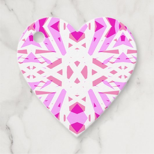 Pinke Weißes geometrisches Art Deco Valentine Lieb Geschenkanhänger (Vorderseite)