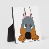 Pinkeln Dobermann blau und rost Fotoplatte (Vorderseite)